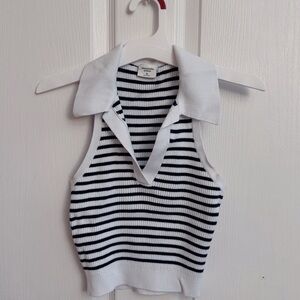 Abercrombie & Fitch Black and White Striped Tank Top